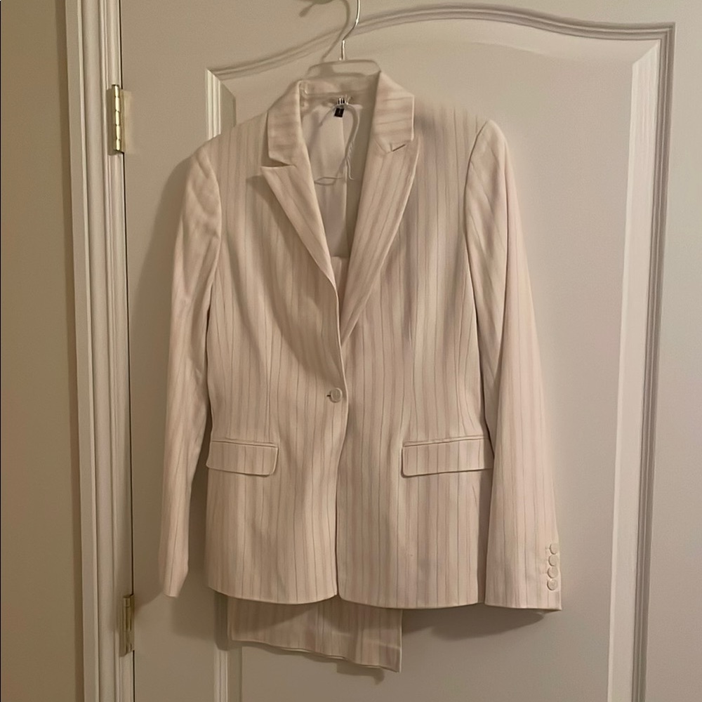 Tahari White Pinstripe Blazer